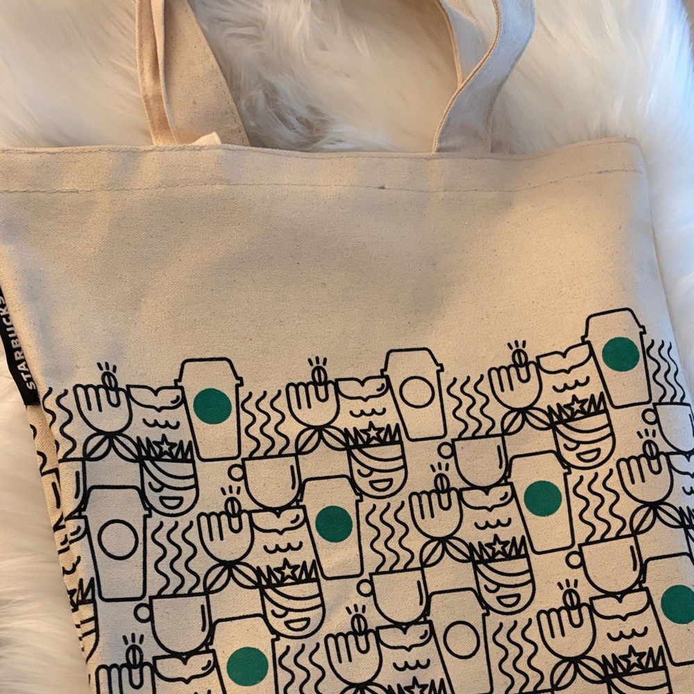 Starbucks Tan Tote with Green Design